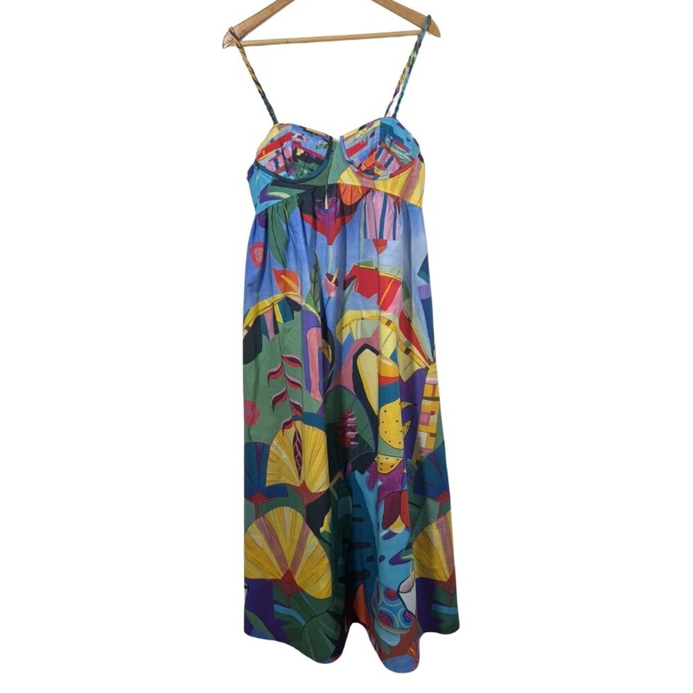 Farm Rio Tropical Scenario Sleeveless Maxi Dress, NWT, Size Large